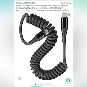 Coiled USB C to Lightning Cable